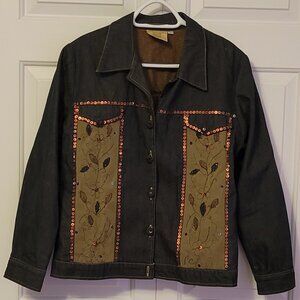 EUC Boho Embellished Jean Jacket